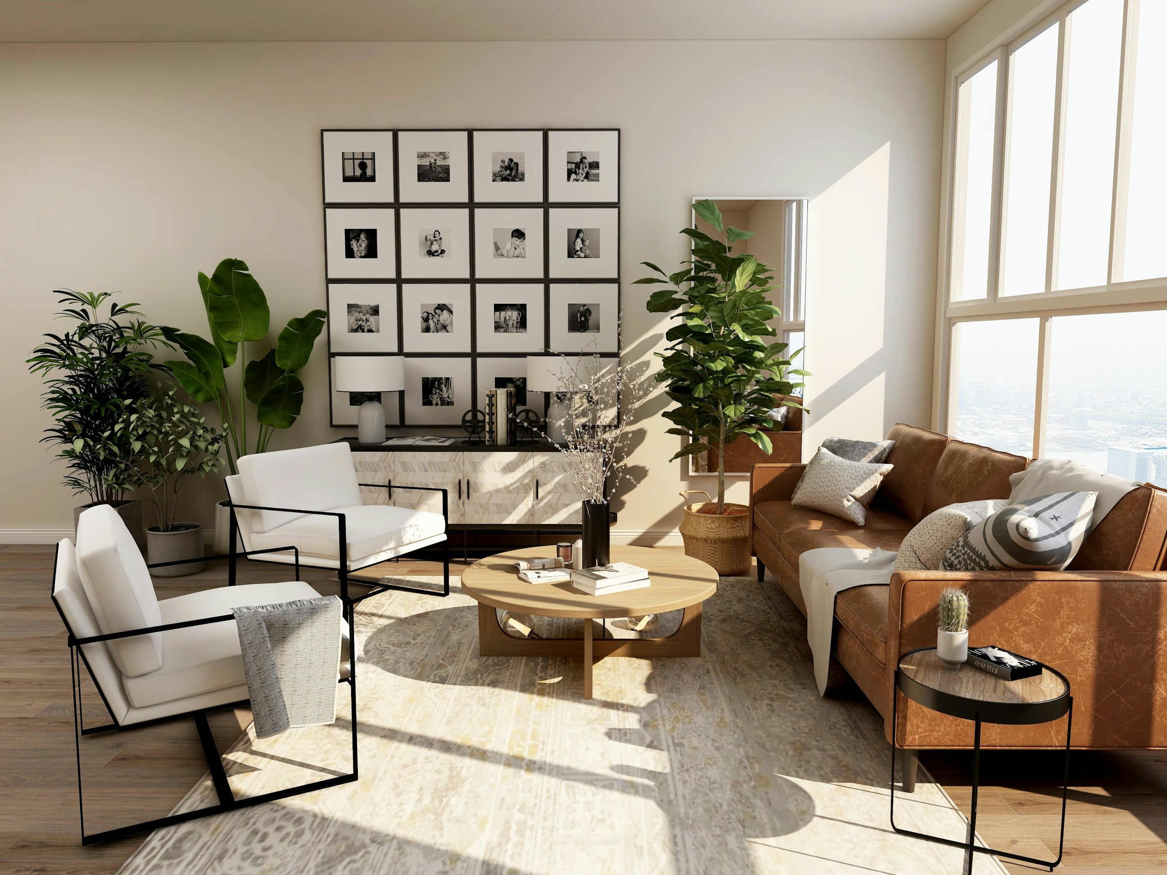 A finished, handed-over Studio Spetia living room flooded with daylight.