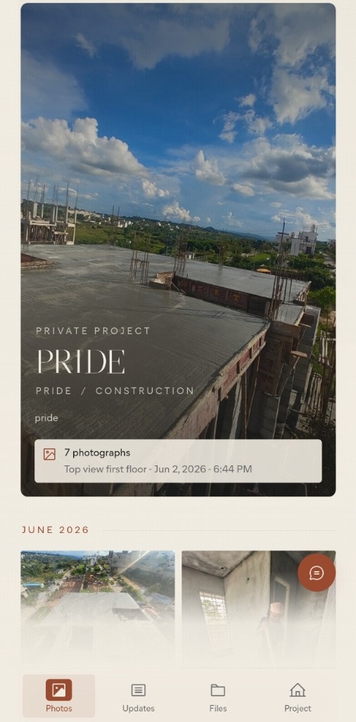 Studio Spetia app photos screen for a private construction project